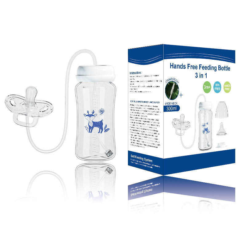 Amazon's Popular Creative Baby Bottle Hands-Free Feeding Baby Wide Diameter Pp Bottle 300ml