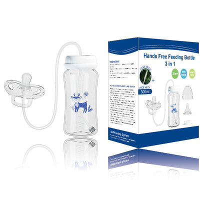 Amazon's Popular Creative Baby Bottle Hands-Free Feeding Baby Wide Diameter Pp Bottle 300ml