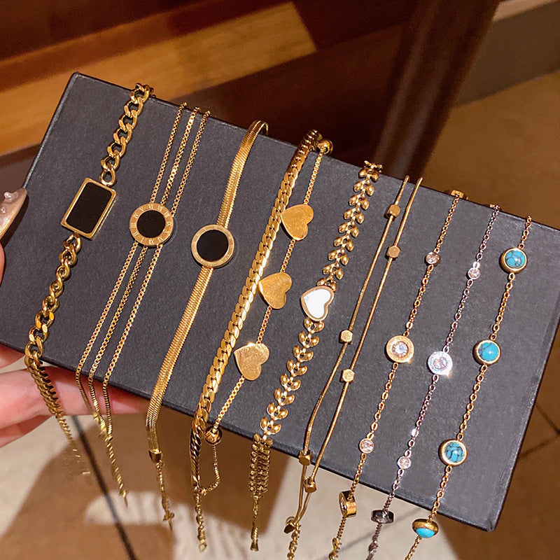 Rose Gold Non-fading Titanium Steel Bracelet Women&#039;s Light Luxury Niche High-end Love Bracelet Bracelet