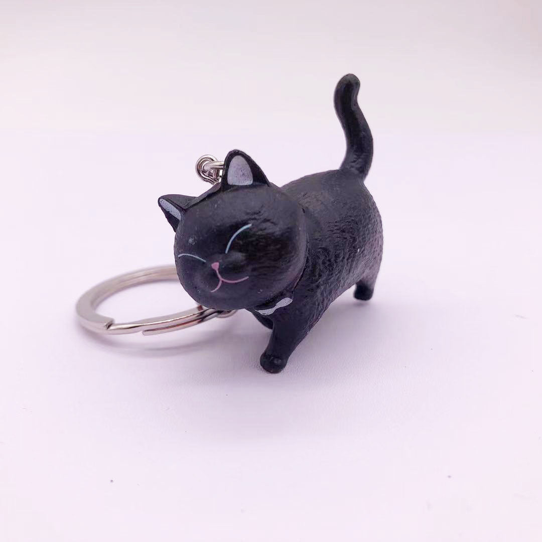 Creative New Vinyl Cartoon Kitten Key Chain Cat Pet Shop Gift Accessories Bag Car Key Chain
