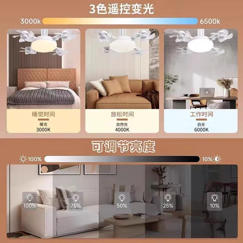 Drone Fan Light New Model E27 Screw-In Fan Lighting Integrated Light Cross-Border Silent Remote Control Ceiling Fan Light Energy-Saving