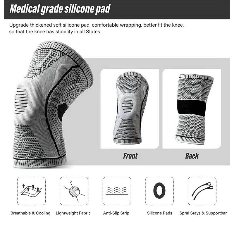 Sports Knee Pads, Silicone Anti-Slip Running, Basketball, Football, Volleyball, Cycling, Running Leg Pads, Anti-Collision Nylon Fitness Protective Gear