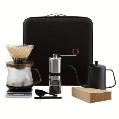 Hand Brewed Coffee Suit Coffee Gift Box Outdoor Portable Coffee Pot Suit Travel Coffee Machine Grinder Gift