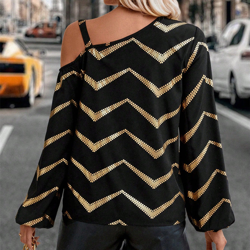Women's Long-sleeved Striped Top