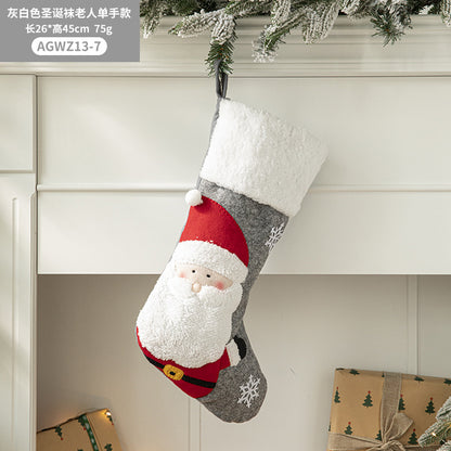 Christmas Pendant Christmas Tree Ornament Red Fabric Santa Claus Cartoon Christmas Stocking Decoration Party Gift Bag