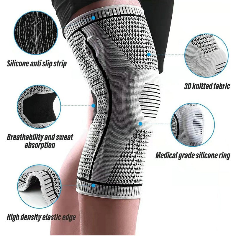 Sports Knee Pads, Silicone Anti-Slip Running, Basketball, Football, Volleyball, Cycling, Running Leg Pads, Anti-Collision Nylon Fitness Protective Gear