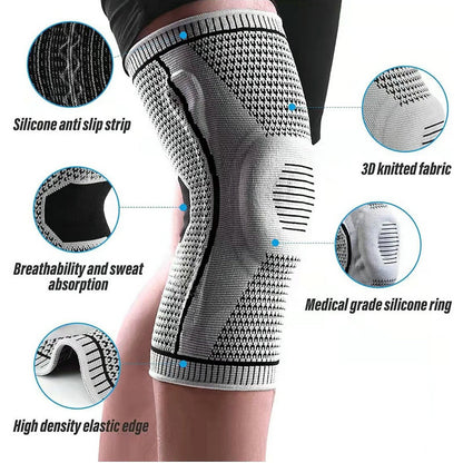 Sports Knee Pads, Silicone Anti-Slip Running, Basketball, Football, Volleyball, Cycling, Running Leg Pads, Anti-Collision Nylon Fitness Protective Gear