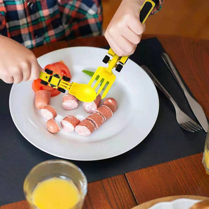 Children&#039;s Tableware Three Suit Dinneractive Car Bulldozer Excavator Shovel Fork Shovel Plate