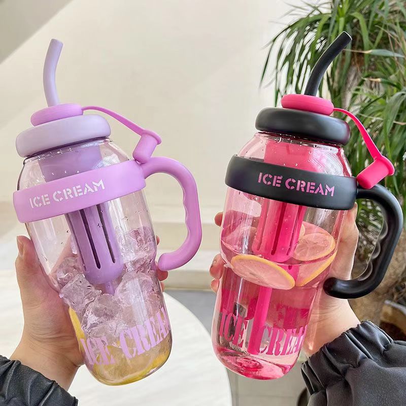 Big Mac Ice Cup Simple High-value Large Capacity Water Cup Tea Leakage Scented Tea Summer Cool Portable Handle Suction Tube Cup