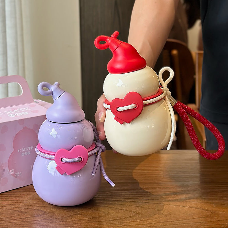 Gourd Thermos Cup For Girls With Good Looks New Large-Capacity Straw Water Kettle Student Cup 316 Stainless Steel