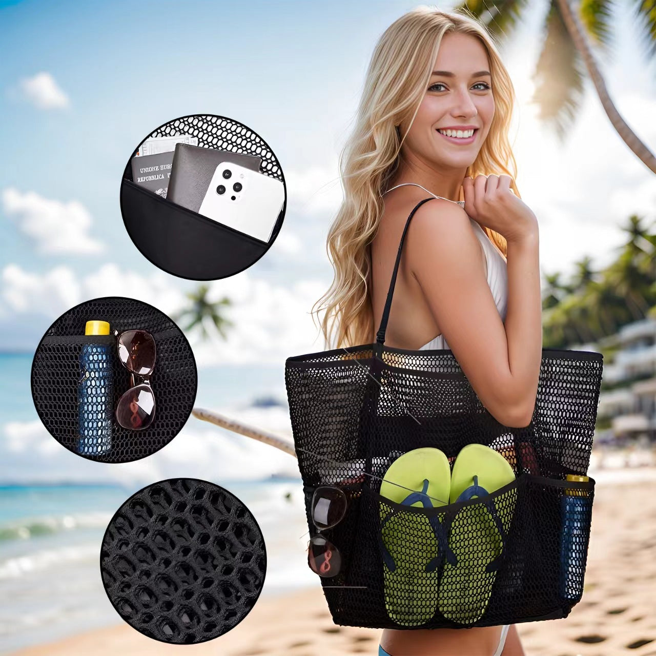 Beach Bag Amazon Double Mesh Beach Bag Bath Beach Swimming Toiletries Storage Bag