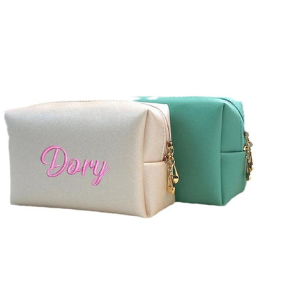 PU Embroidery Hand-held Cosmetic Bag
