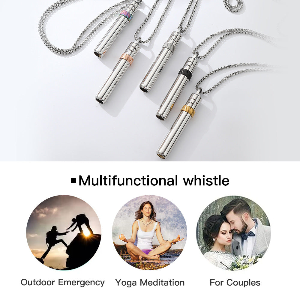 528 Hz Frequency Vedic Sound Stress-Relief Necklace, Rotating Meditation Anxiety-Relief Stainless Steel Jewelry, Sound Flute Music Pendant