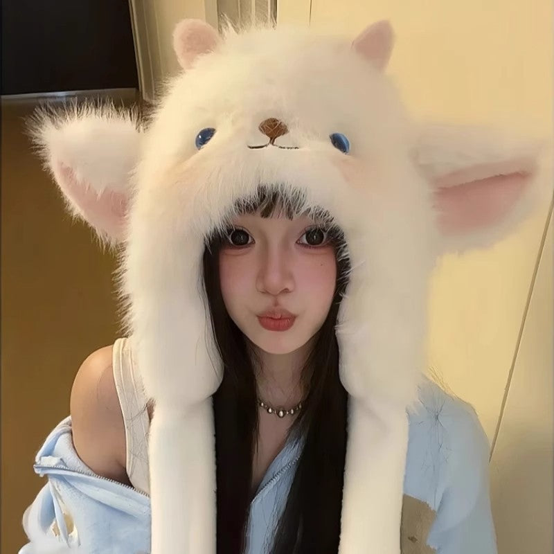 Cute Cartoon Butter Bear Plush Leefeng Hat For Women In Winter Warmth And Deepening Ear Protection Riding Photo Pullover Hat