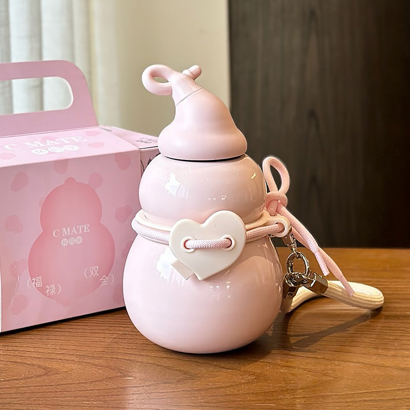 Gourd Thermos Cup For Girls With Good Looks New Large-Capacity Straw Water Kettle Student Cup 316 Stainless Steel