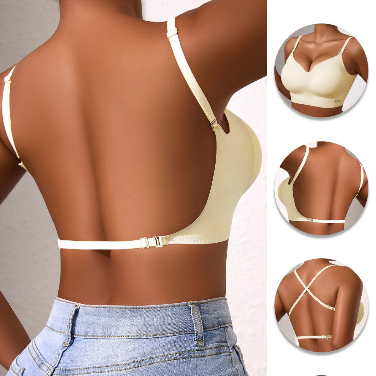 European And American Seamless Backless Bra For Small Chest