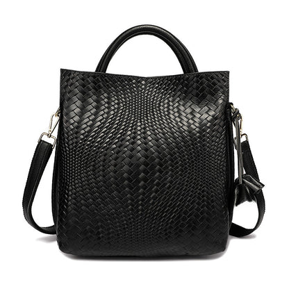 Genuine Leather Women&#039;s Bag New Arrival Large Capacity Handbag Women&#039;s Elegant Hand Carrying Shoulder Woven Pattern Women&#039;s Bag