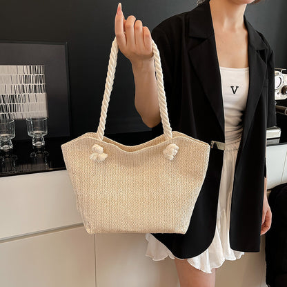 New Large-Capacity Shoulder Tote Bag Fresh Style Underarm Woven Handbag For Women