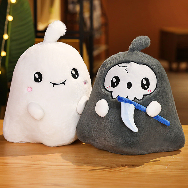Funny Halloween Plush Toy Sickle Death White Ghost Doll Skull Doll Pillow Holiday Gift