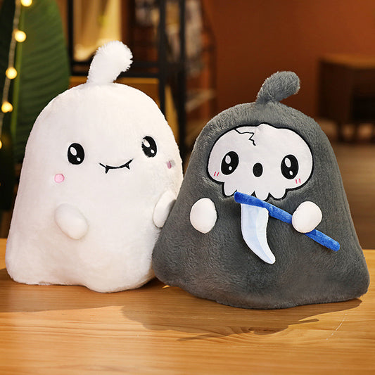 Funny Halloween Plush Toy Sickle Death White Ghost Doll Skull Doll Pillow Holiday Gift