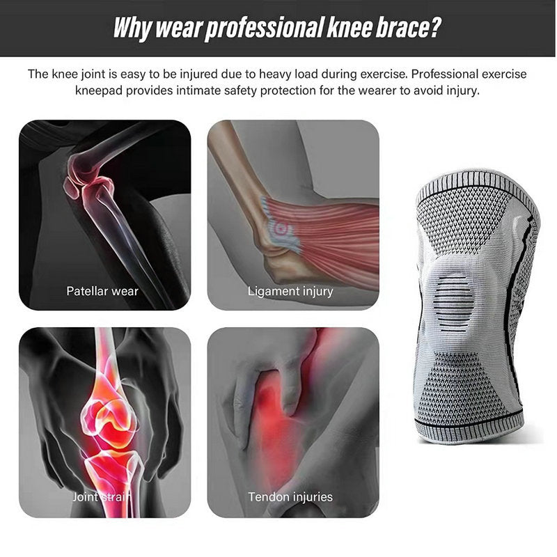 Sports Knee Pads, Silicone Anti-Slip Running, Basketball, Football, Volleyball, Cycling, Running Leg Pads, Anti-Collision Nylon Fitness Protective Gear