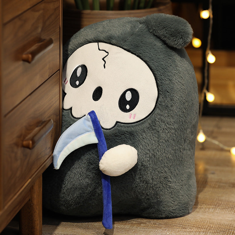 Funny Halloween Plush Toy Sickle Death White Ghost Doll Skull Doll Pillow Holiday Gift