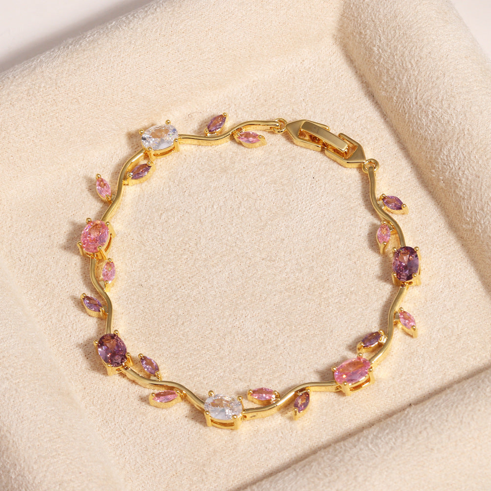 Ins Marquise Zircon Gold-plated Bracelet For Women, Light Luxury, Niche Ins Style, Fashionable, Versatile And Temperamental Hand Jewelry, Cross-border Hot Style