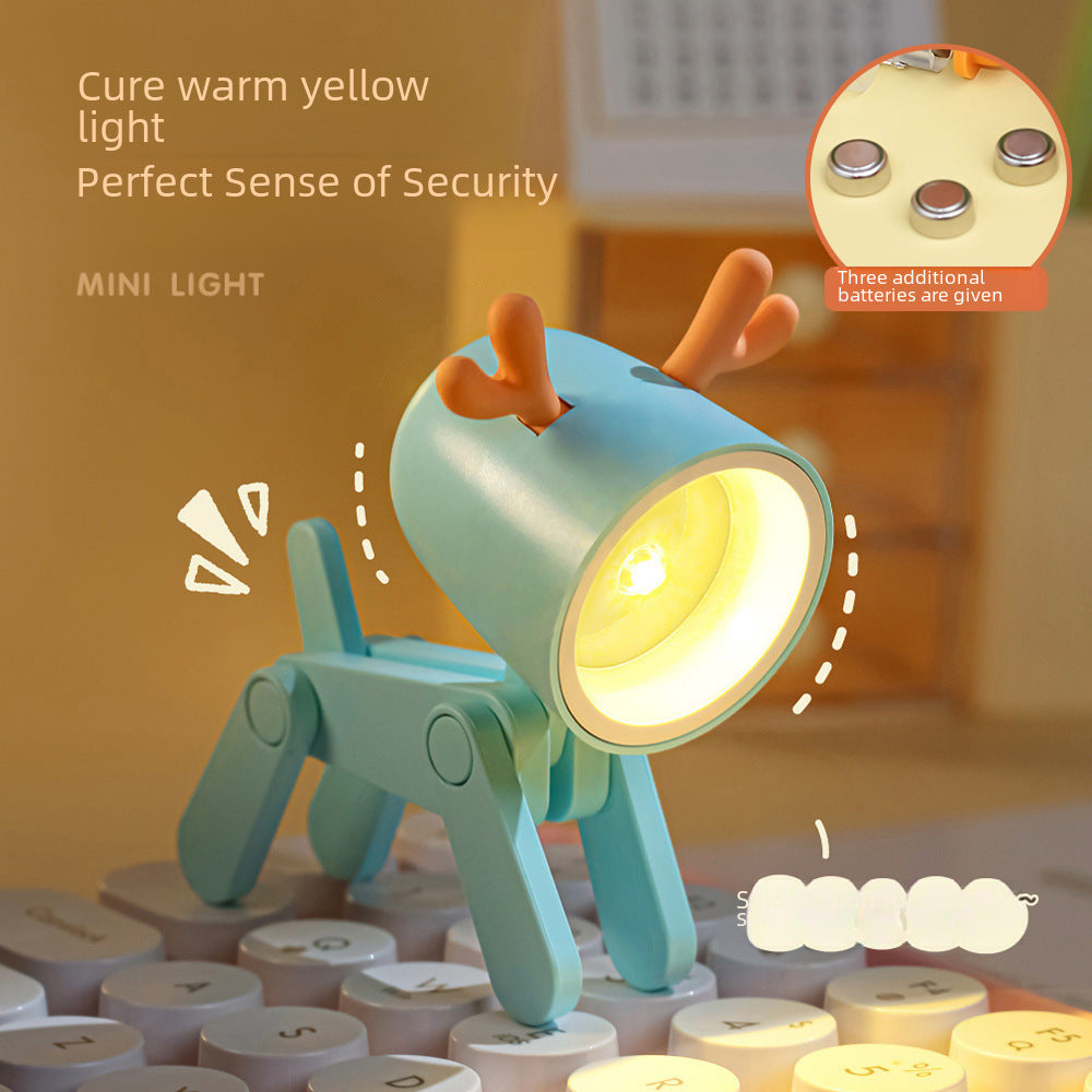 Fun Creative Fawn LED Eye Protection Night Light Desktop Small Ornament Mobile Phone Bracket Student Night Learning Table Lamp