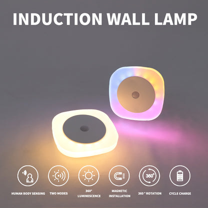 New Product Frosted Crystal Sky Round Square Wall Lamp Night Light Human Body Sensing Wiring-Free Magnetic Base Special Adjustment