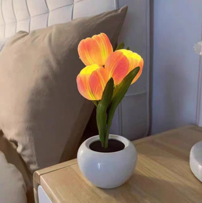 New Led Tulip Nightlight Simulation Bouquet Bedroom Bedside Decorative Atmosphere Lamp