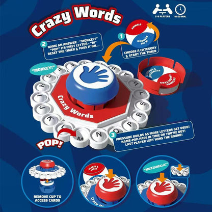 Letter Word Press Board Game Fast-Paced Family Party Game Toy