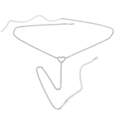 New Full Rhinestone Love Shape Rhinestone Waist Chain Ladies Temperament Fashion Super Flash Crystal Body Chain