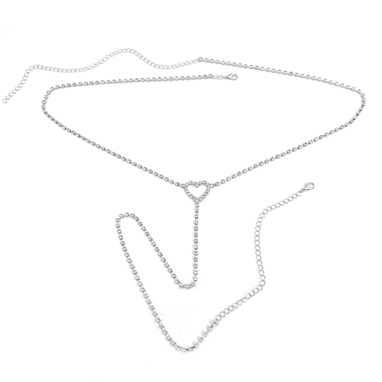 New Full Rhinestone Love Shape Rhinestone Waist Chain Ladies Temperament Fashion Super Flash Crystal Body Chain