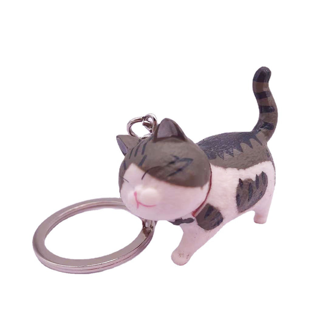 Creative New Vinyl Cartoon Kitten Key Chain Cat Pet Shop Gift Accessories Bag Car Key Chain