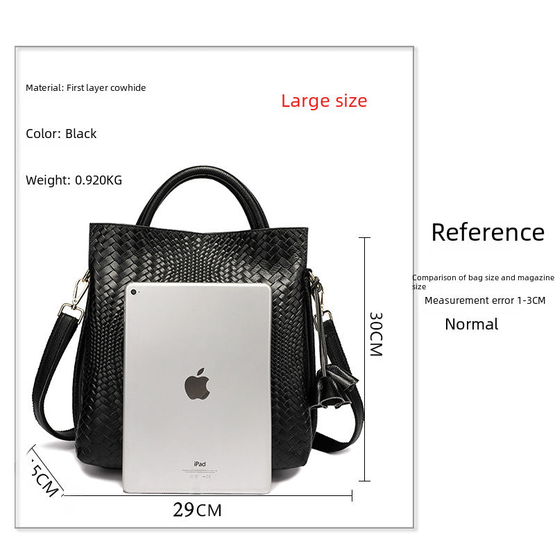 Genuine Leather Women&#039;s Bag New Arrival Large Capacity Handbag Women&#039;s Elegant Hand Carrying Shoulder Woven Pattern Women&#039;s Bag