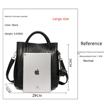 Genuine Leather Women&#039;s Bag New Arrival Large Capacity Handbag Women&#039;s Elegant Hand Carrying Shoulder Woven Pattern Women&#039;s Bag