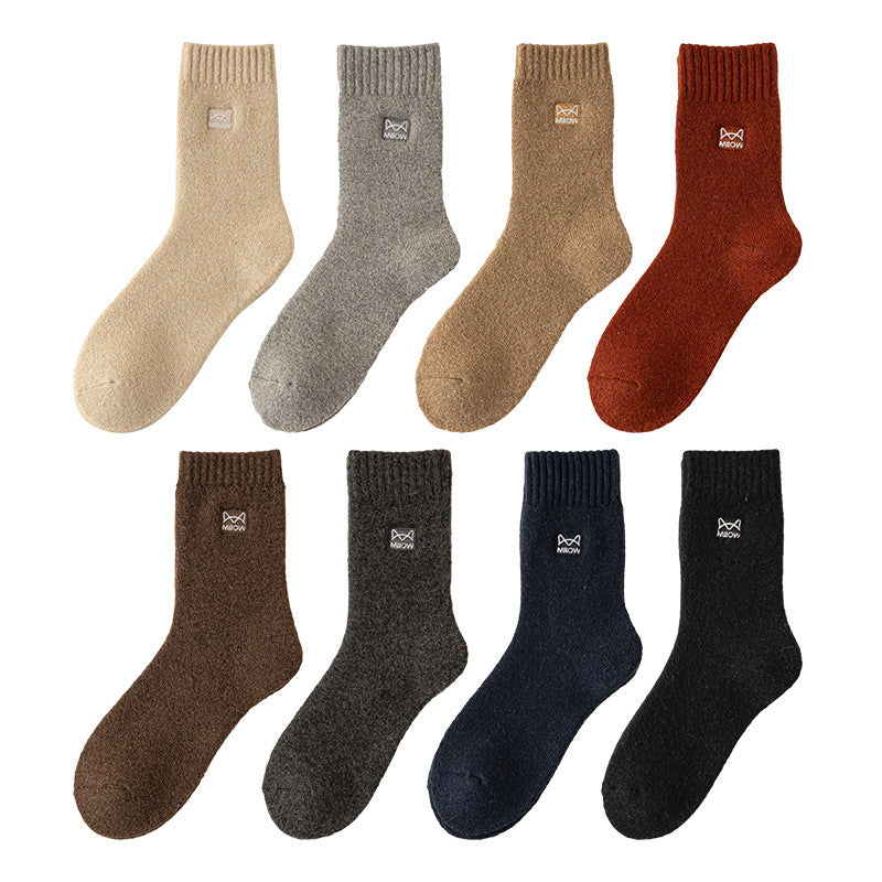 Wool Socks Women's Winter Mid-tube Fleece-lined Thick Warm Heat Storage Winter Super Thick Cashmere Women's Stockings