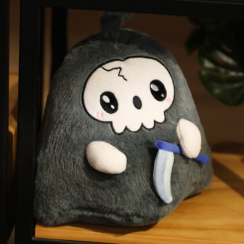 Funny Halloween Plush Toy Sickle Death White Ghost Doll Skull Doll Pillow Holiday Gift