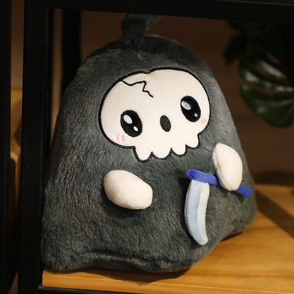 Funny Halloween Plush Toy Sickle Death White Ghost Doll Skull Doll Pillow Holiday Gift