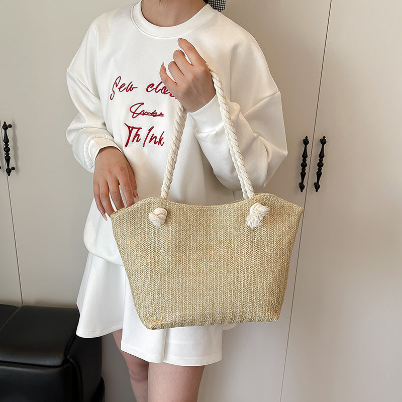 New Large-Capacity Shoulder Tote Bag Fresh Style Underarm Woven Handbag For Women