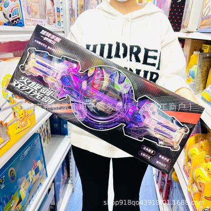 Fire Spinning Sword Double-Edged Lightsaber Double-Headed Retractable Rotating Cool Luminous Sound Effect Laser Sword Toy For Boys And Children
