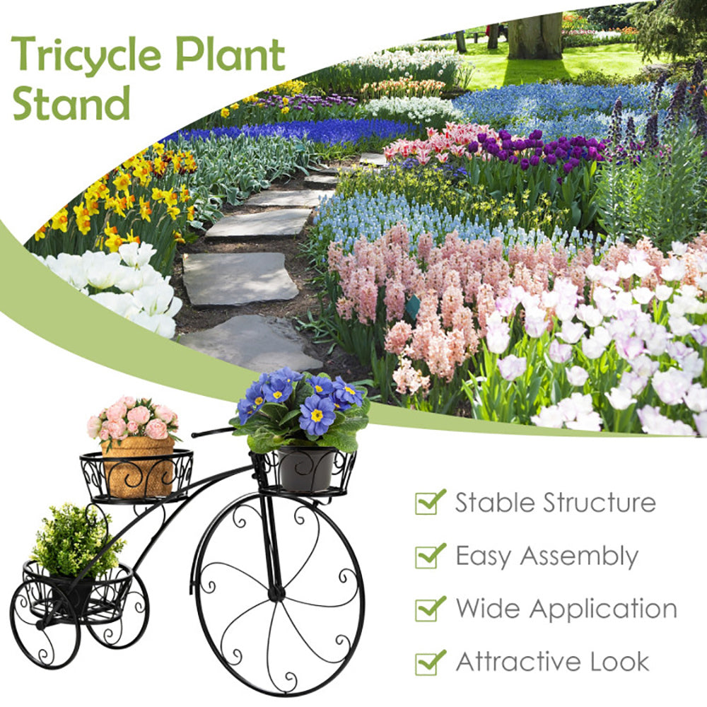 Tricycle Plant Stand Flowerpot Cart Holder in Parisian Style