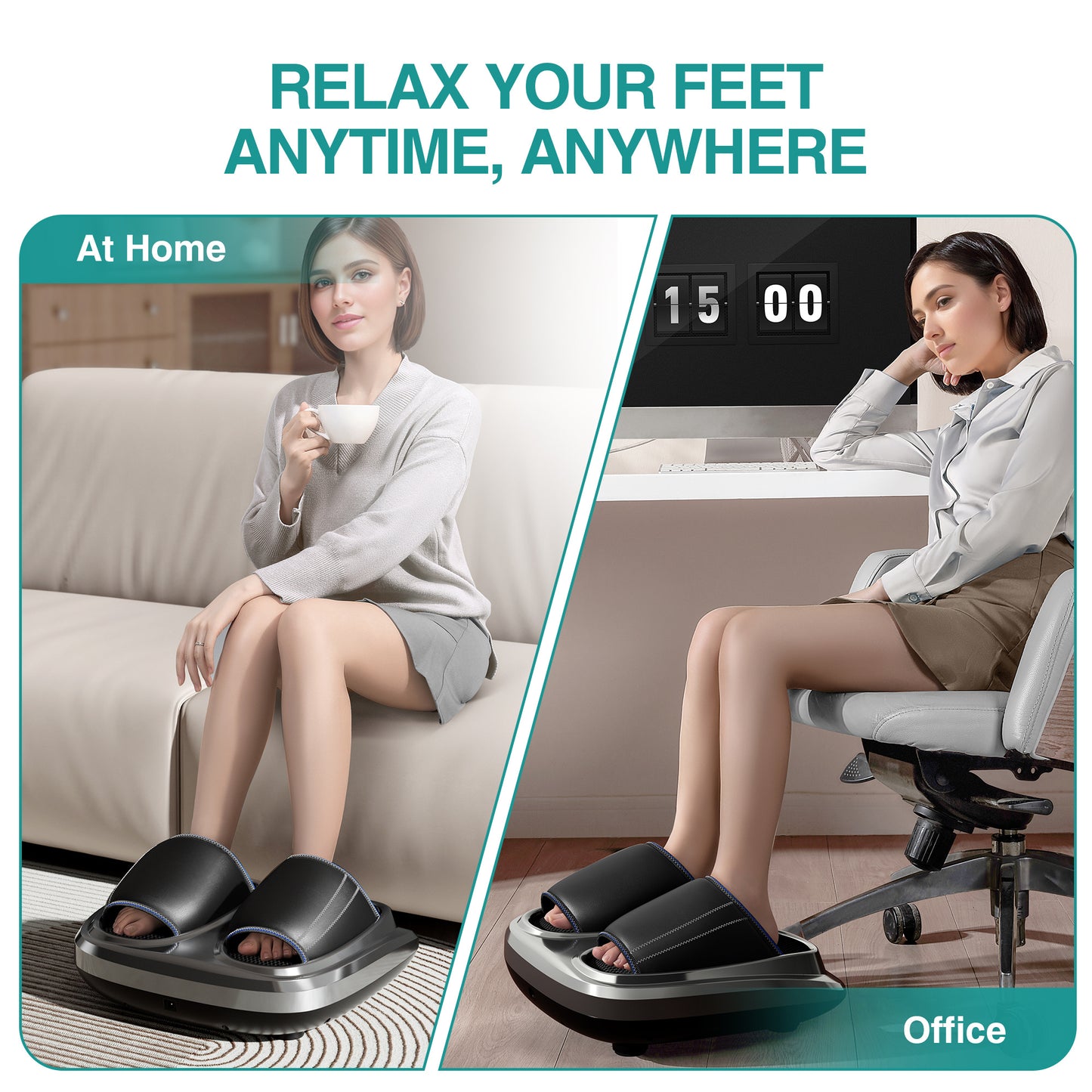 Hot Foot Massager Air Compression Foot Massager Deep Kneading Roll Precise Massage and Heating Function