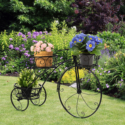 Tricycle Plant Stand Flowerpot Cart Holder in Parisian Style