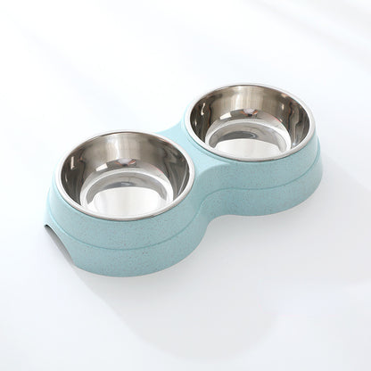 Double Pet Bowls Dog Food Water Feeder Stainless Steel Pet Drinking Dish Feeder Cat Puppy Feeding Supplies