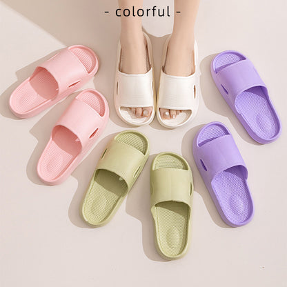 Solid Color Thick Bottom Non-slip Flo Home Slippers