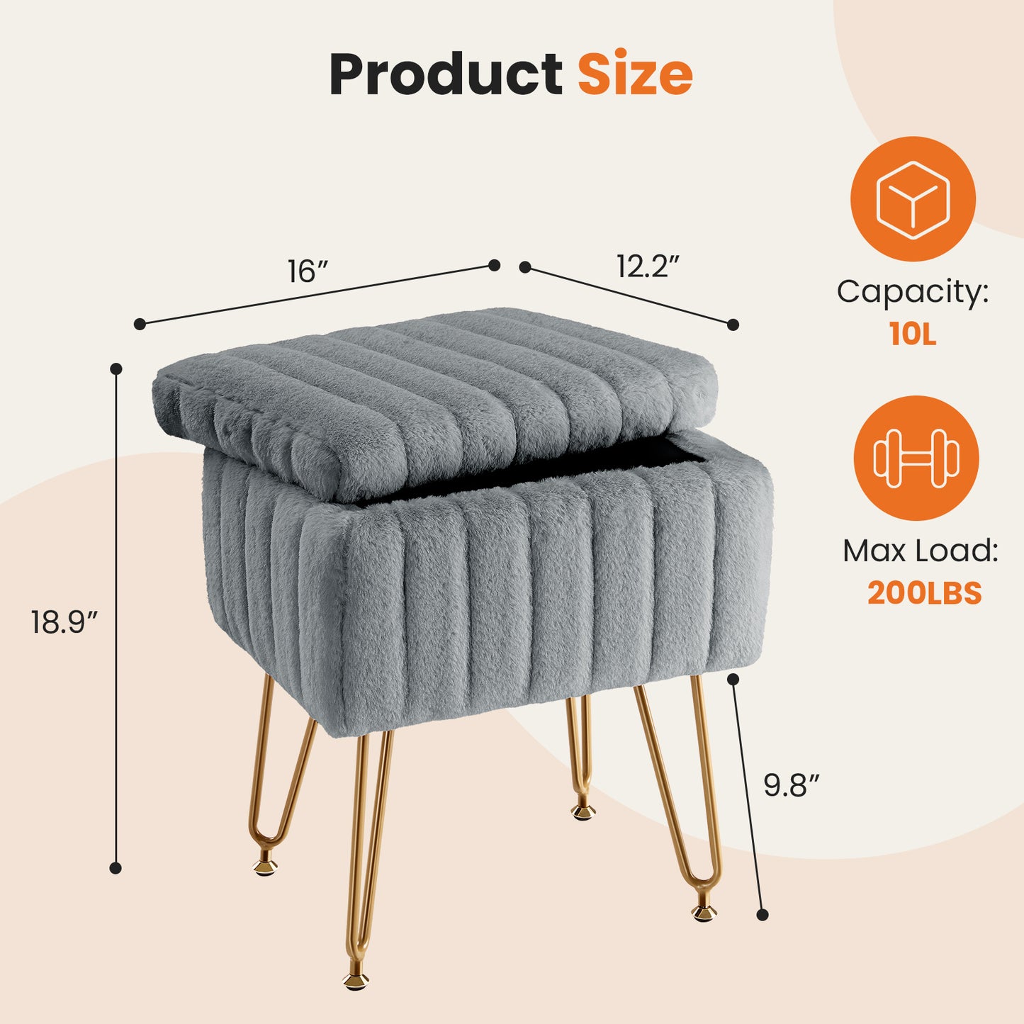 Dressing Stool and Chair with Storage Space