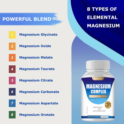 MAGNESIUM COMPLEX Wellness Capsules with Malate & Glycinate And 8 ELEMENTAL MAGNESIUM