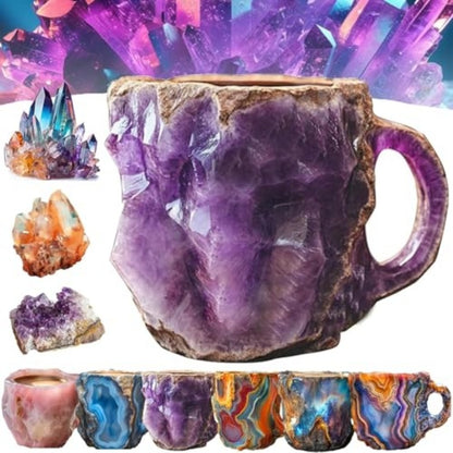 400ml Resin Mineral Crystal Coffee Mugs with Handles Elegant Fake Mineral Crystal Cup for Workplace Home Decor Christmas Gift Kitchen Gadgets