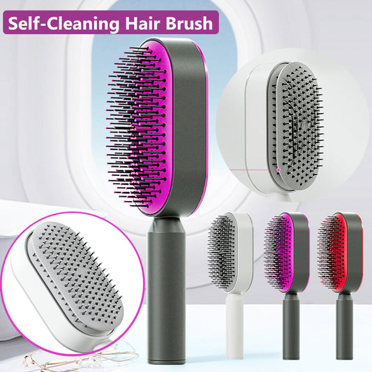 Self-Cleaning Hairbrush For Women One-key Cleaning Hair Loss Airbag Massage Scalp Comb Anti-Static Hairbrush